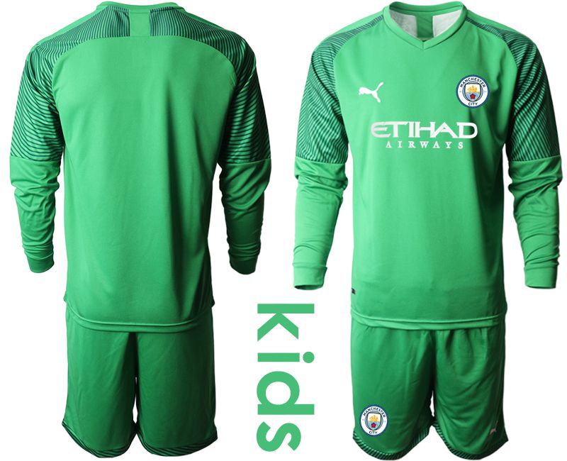 Youth 2019-2020 club Manchester City green goalkeeper long sleeve Soccer Jerseys->->Soccer Club Jersey